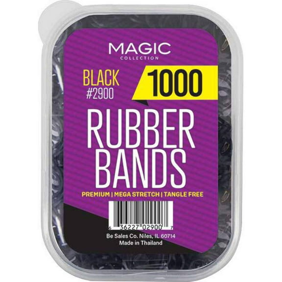 Magic Collection Premium Rubber Bands, Black, 1000 Count