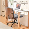 thumbnail image 5 of Furnimart Wide Swivel Criss Cross Legged Chair with Wheels, FSC Certified Wooden Desk Chair with Mid-Back Support, Comfy Armless Height Adjustable Vanity Chair for Desk, Bedroom (Linen Gray), 5 of 9