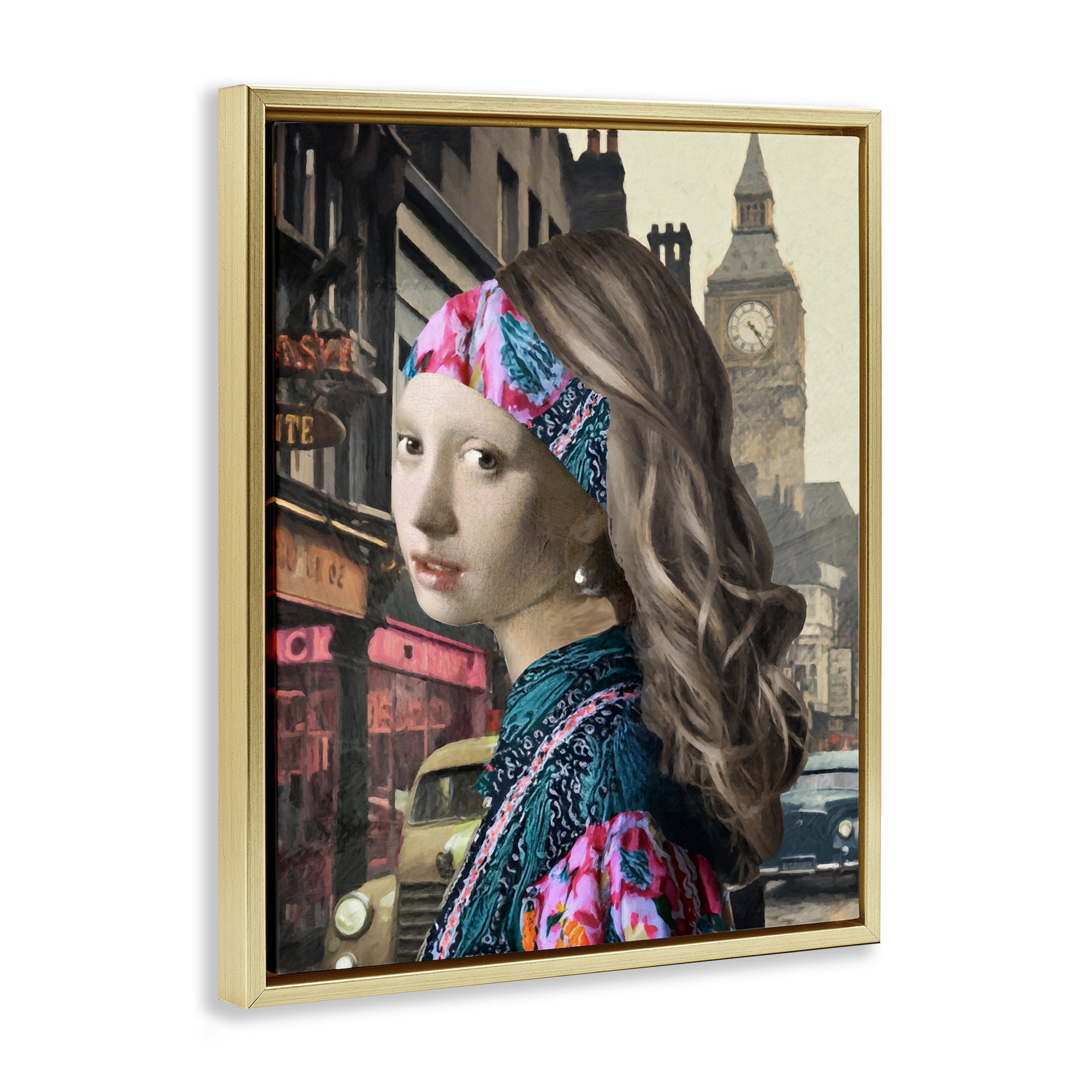 Carnaby Street Remix Painting Gold Framed Floater Canvas Wall Art, design by Sasha
