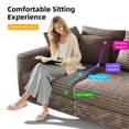 thumbnail image 6 of 102.4" Sectional Couch Modular Cloud Sofa Plush Corduroy Convertible Lounge Couches Oversized 4 Seat Comfy Sofa Deep Seat with 6 Pillows Solid Wood Frame for Living Room Reception Room Office,Brown, 6 of 11