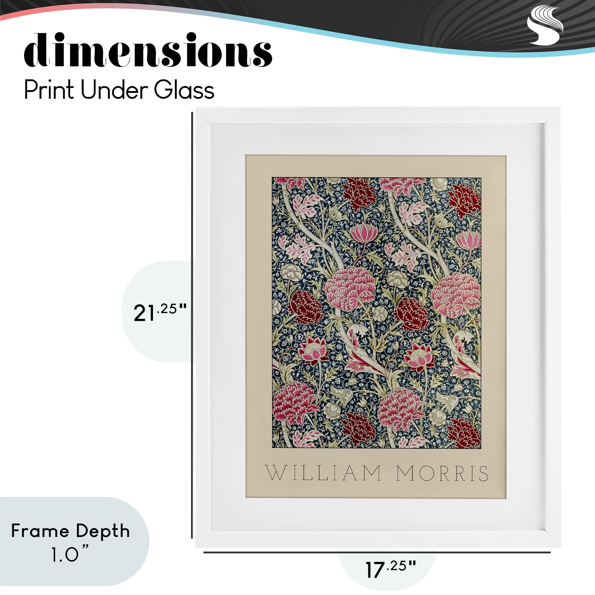 Stupell Industries Ornate Intertwined Flower Classic White Framed Print Under Glass, design by Lil' Rue