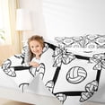 thumbnail image 3 of Castle Fairy Sport Volleyball Bow Twin Comforter Sets 2pcs, Geometric Plaid Bedding Set, Black White,1 Comforter and 1 Pillowcase, 3 of 6