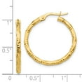 thumbnail image 4 of 14K Yellow Gold Earring Hoop Women'S 25 mm 2 Polished And Textured Earrings, 4 of 4