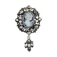 thumbnail image 5 of Opvise Women Brooch Retro Victorian Human Profile Rhinestone Decor Anti-slip Hollow Out Suit Coat Collar Hat Scarf Decoration Clothes Pin Prom Party Garment Jewelry, 5 of 8