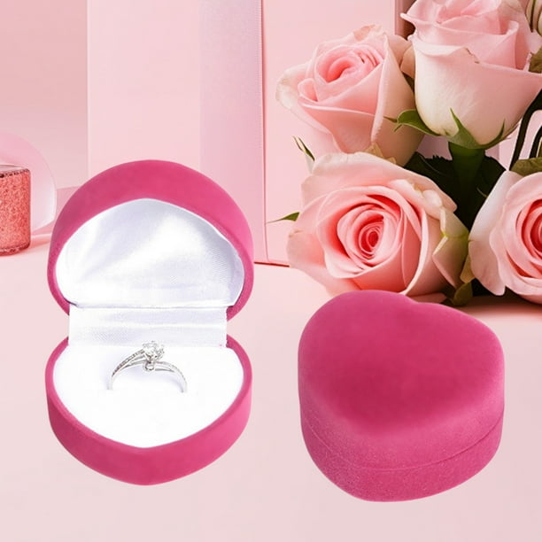 Flocking Ring Box Heart-shaped Flip Lid Jewelry Proposal Ring Box Jewelry Gift Packaging Storage