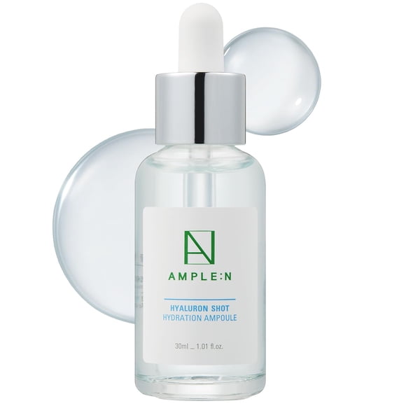 AMPLE:N Hyaluron Shot Hydration Serum - Suero facial voluminizador con ácido hialurónico y xilitol - Hidratante ultrahidratante para reducir las arrugas y restaurar la vitalidad y el brillo 1.01 fl.oz
