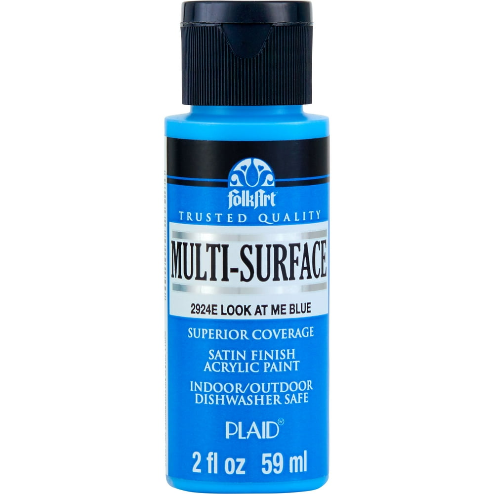 FolkArt 2924E MultiSurface Acrylic Craft Paint, Look at Me Blue, 2 fl