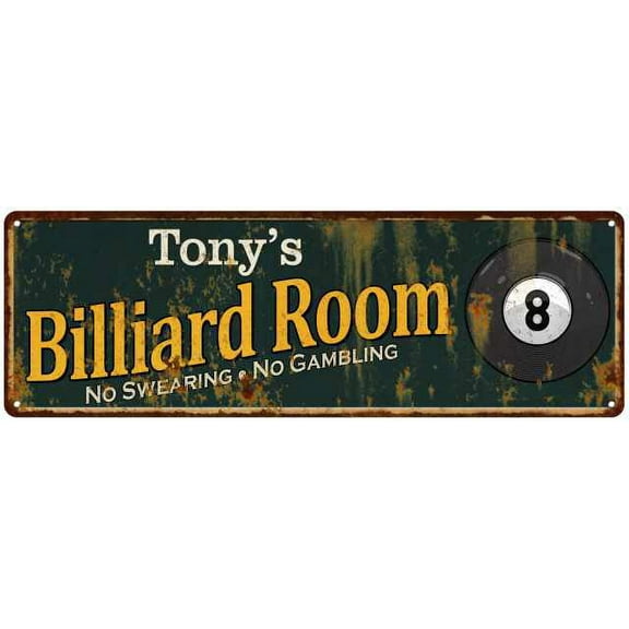 Tony's Billiard Room Green Sign Man Cave 6x18 206180009116