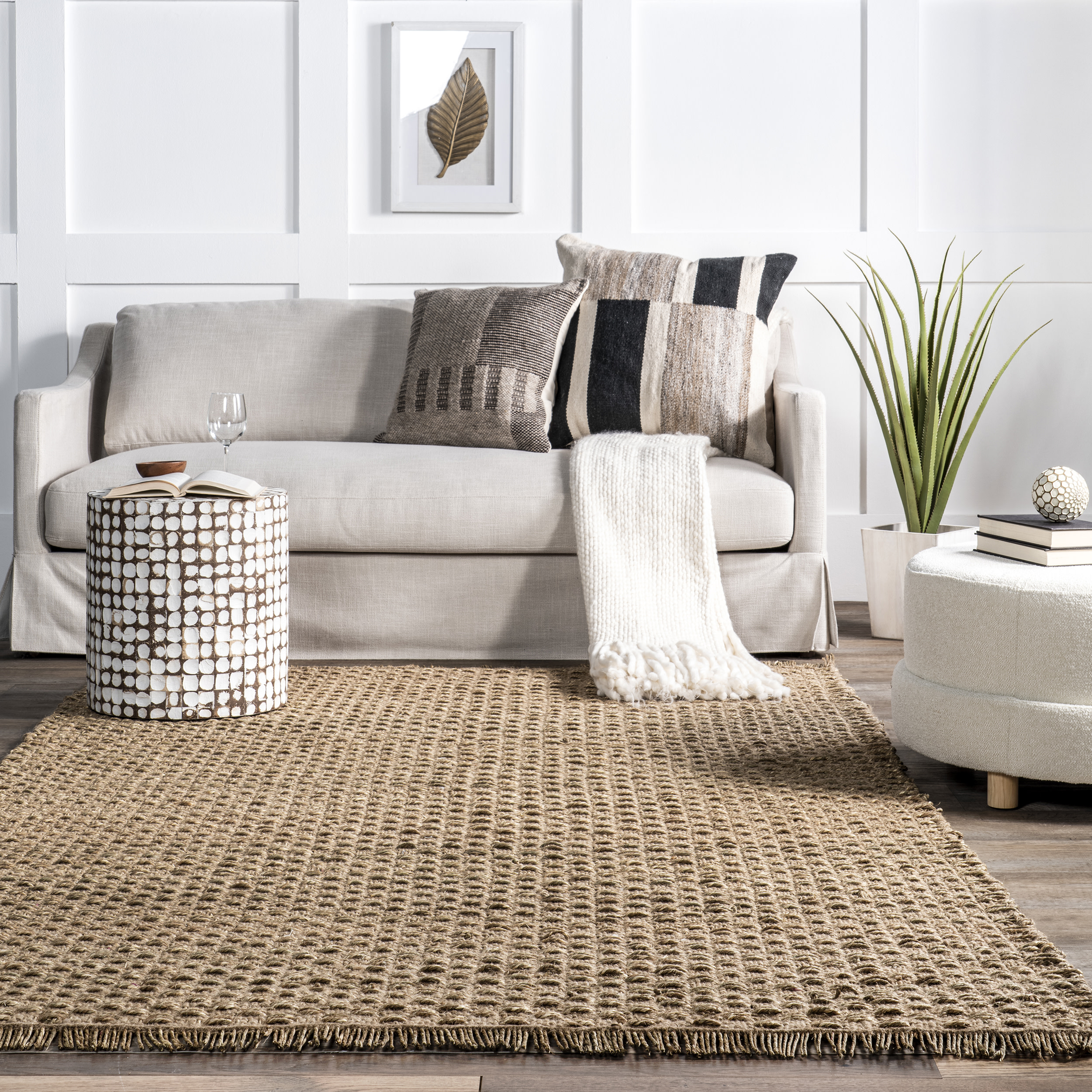 nuLOOM Tanya Casul Seagrass Fringe Area Rug, 5' x 8', Natural