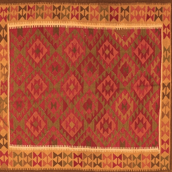 Ahgly Company Indoor Square Southwestern Orange Country Area Rugs, 8' Square