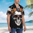 thumbnail image 3 of Sikiie Flower Horn Skull A Print Men's Hawaiian Shirt, Summer Beach Button Pocket Short Sleeve T-Shirt,3X-Large, 3 of 7