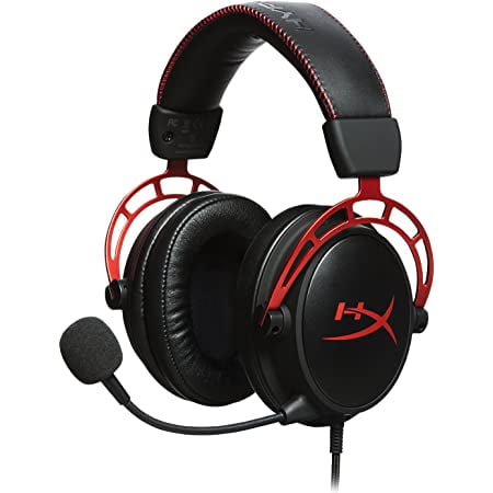 audifonos hyperx cloud alpha microsoft xbox rojo audífonos circumaurales con diadema ajustable, marco metálico rojo y copas negras con logo HX rojo, micrófono boom flexible conectado, vista frontal en ángulo 3/4 sobre fondo blanco. Adecuados para gaming y audífonos para PC.