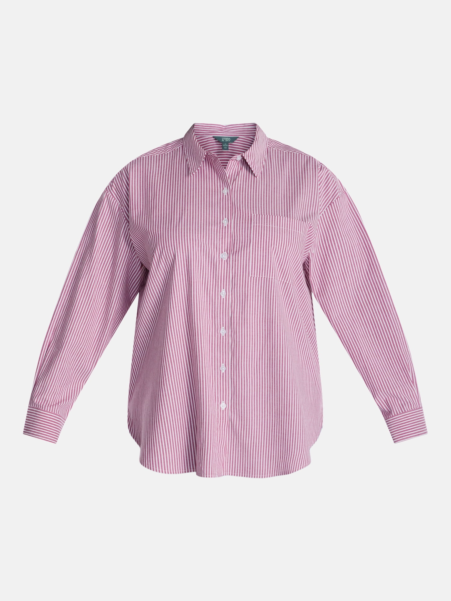 Terra & Sky Women's Plus Poplin Boyfriend Shirt, Sizes 0X-5X