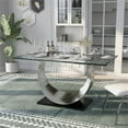 thumbnail image 3 of Furniture of America Myer Contemporary Glass Top Dining Table in Silver, 3 of 9