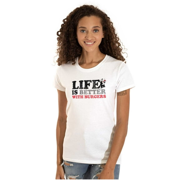 Life Is Better With Burgers Wimpy Women's T Shirt Ladies Tee Brisco Brands M
