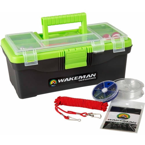 Wakeman Fishing Single Tray Tackle Box 55-Piece Tackle Kit, Lime Green by Trademark Global LLC