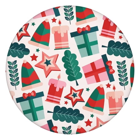 Christmas Party Ready: 44 Inch Round Tablecloth with Elastic Edge Holiday Patterns for Table Protection and Decor