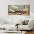 thumbnail image 5 of IDEA4WALL Extra Large Framed Canvas Print Wall Art Vintage Nautical Scene with Sailing Boats Illustrations Colorful Fine Art Retro Wall Decorative Oversized Artwork for Living Room - 60"x30", 5 of 5