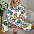 thumbnail image 5 of KLL Cactus And Insects Print Women's Long Sleeve Pajamas with Pants Sleepwear Loungewear 2 Set-X-Large, 5 of 7