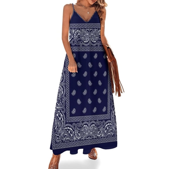 Bandana Blue Sleeveless Dress Loose Women's Dress Dresses Luxury Evening Dresses