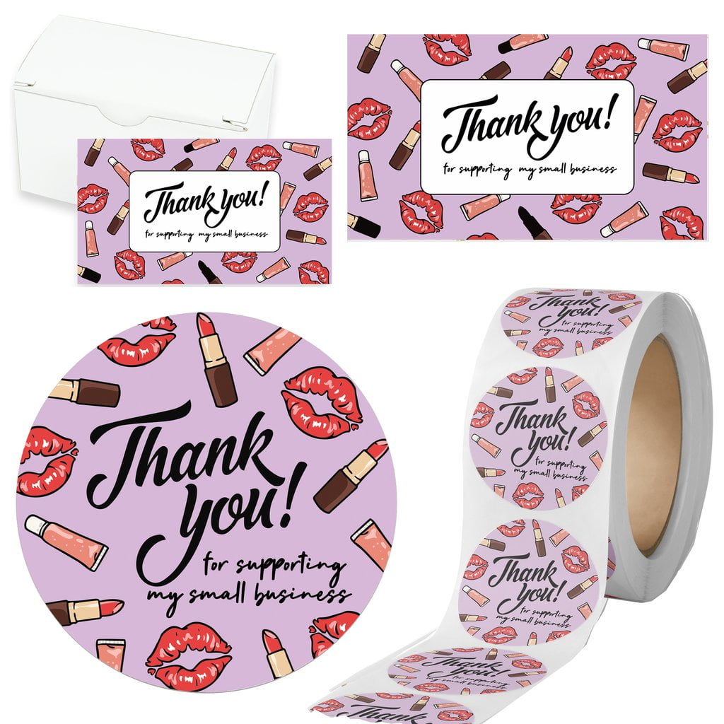 Modern 5th - 500PCS Thank You for Supporting My Small Business Cards and  Stickers Set, Lip gloss Pattern (3.5x2 inches 100pcs Cards and 1.5" Round  400pcs Stickers) - Walmart.com
