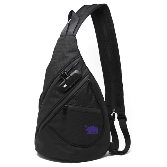 Sling - 100% Smell Proof/Convertible Shoulder Pack (Black/) Black/Purple
