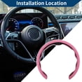 thumbnail image 3 of Funda para volante de cuero artificial PU ABS Protector de volante de automóvil Rosa 1 Pc, 3 of 6