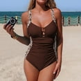 thumbnail image 6 of XIYON One Piece Swimsuit For Women Casual Color Block Swimsuit V Neck Bathing With And Adjustable Straps 2026 Beach Vacation Clothes, 6 of 7