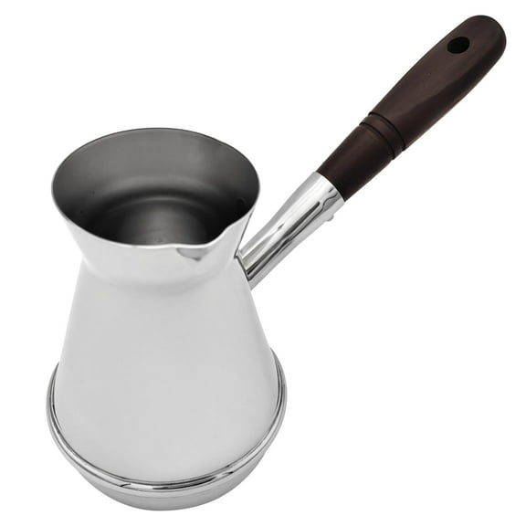 13.80 in (350 ml) Ibrik Turkish Coffee Pot, Stainless Steel Cezve Coffee Pot with Red Wooden Handle, Thickened Coffee Cezve for Precise Pouring, Ideal for Turkish Coffee and Latte Art