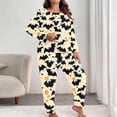 thumbnail image 4 of Xijirk Women Halloween Pajama Set Long Sleeve Boat Neck Top with Jogger Pants Bat Polka Dot Print Loungewear for Sleepwear and Holiday Party,Light Yellow,S, 4 of 7