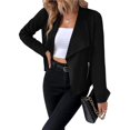 thumbnail image 2 of Chaquetas de Ante Sintético para Mujer, Ropa de Moda de Otoño, Larga, Frente Abierto, Abrigo Corto, Prenda Exterior Negro S, 2 of 9