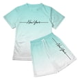thumbnail image 4 of CUZIBR Kids Cool Gradient City Graphic Boys O-Neck Short Sleeve T Shirt And Shorts Outfit Sets Breathable Mesh Casual Playwear Clothes Sets,Mint Green,2-3 Years, 4 of 4