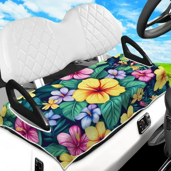 Golf Cart Seat Covers Towel Tropical Flowers 100% Microfiber 51"x31" Golf Cart Seat Blanket Cushions Golf Accessories Universal Compatible with EZGO Yamaha Club Car 2-Seat Golf Carts for DIY