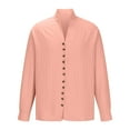 thumbnail image 3 of DDAPJ pyju Men's Band Collar Dress Shirt Solid Textured Shirts Solid Regular Fit Long Sleeve Mandarin Collar Button Down Shirt Lightweight Hawaii Beach Shirt Limited Time Deals of The Day Pink XXXL, 3 of 6
