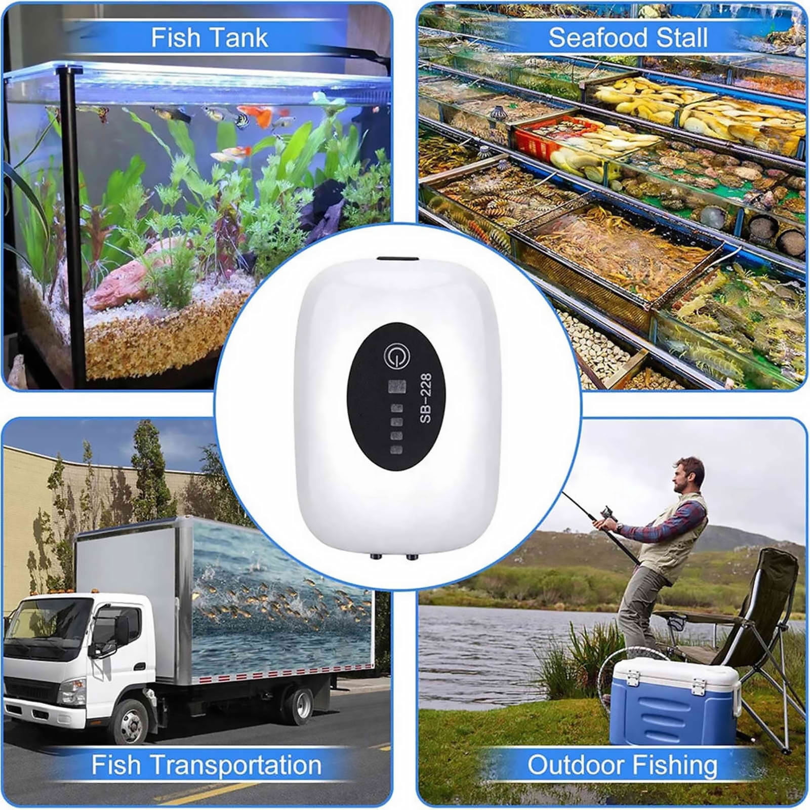 APPLAYERR Dual Outlet Fish Pump Quiet 30-40Db Operation Usb Charging Design For Indoor Aquarium Fish Farming Water Circulation System