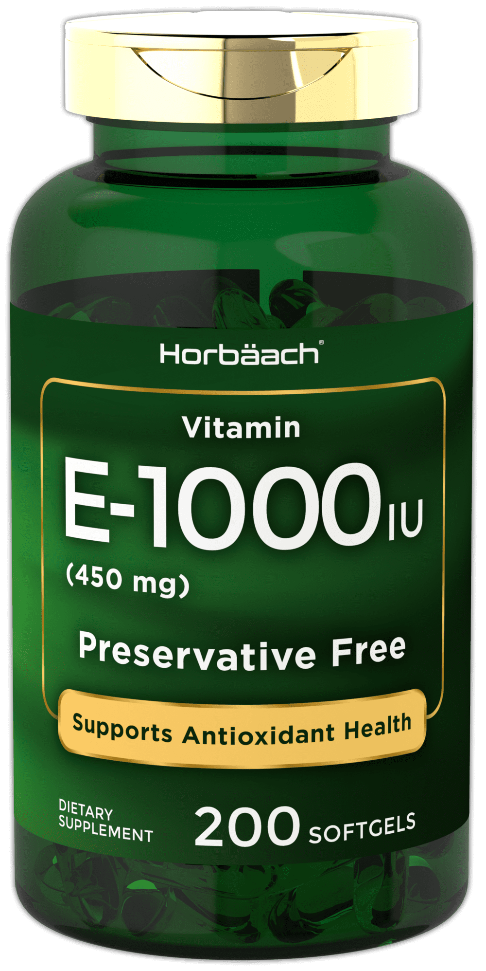 Vitamin E Capsules 1000 IU 200 Softgels NonGMO, Gluten Free