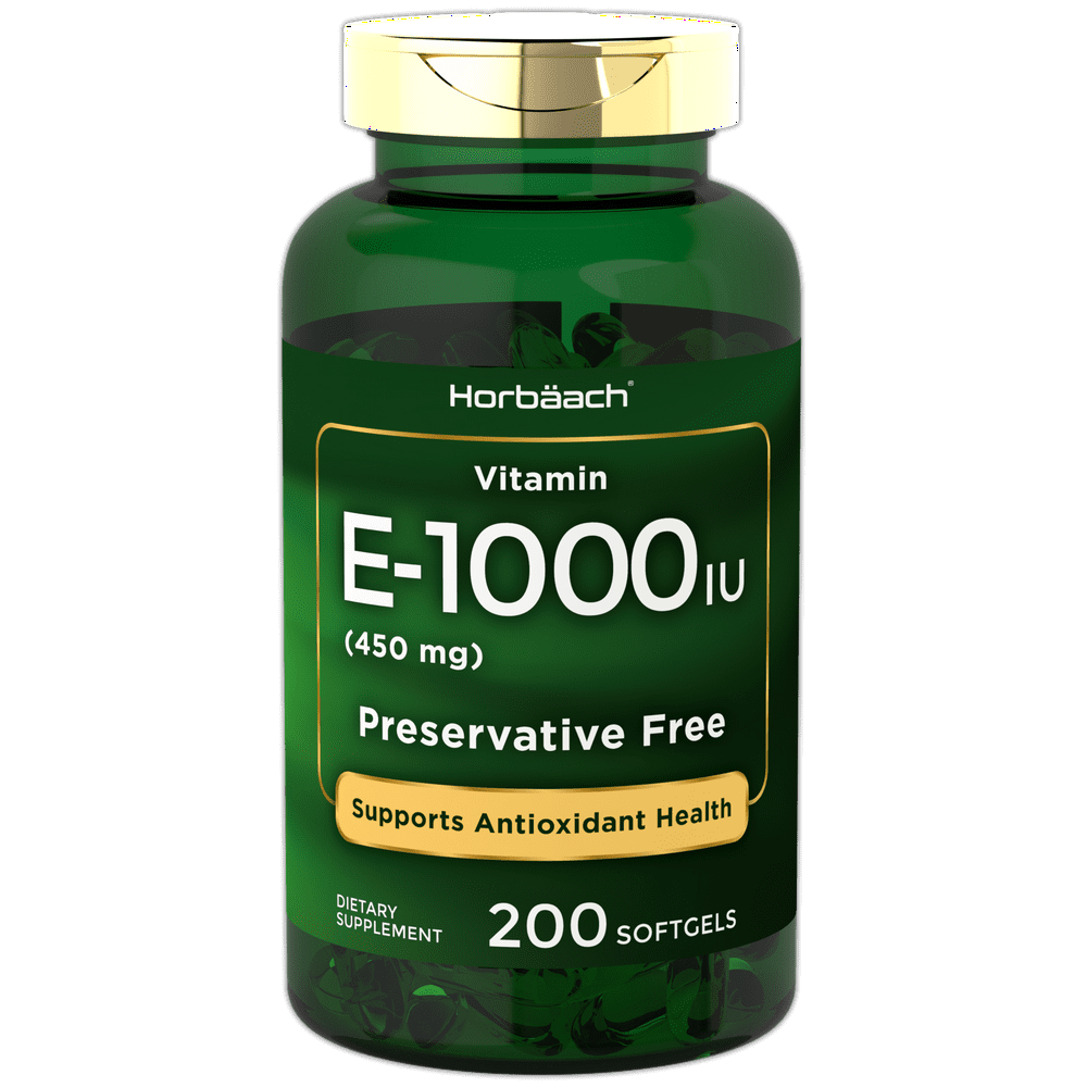 Vitamin E Capsules 1000 IU 200 Softgels NonGMO, Gluten Free