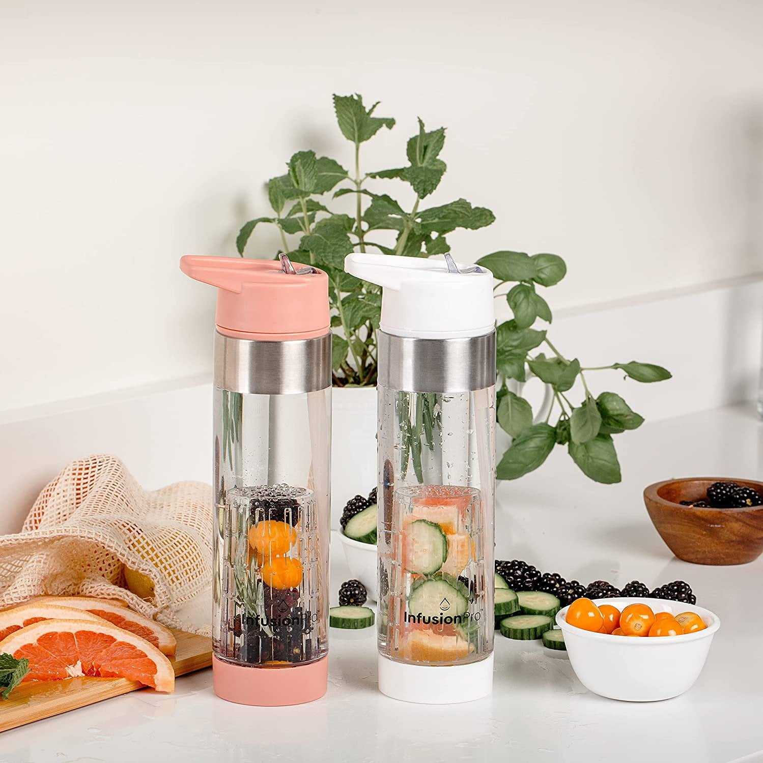 SAVE BIG on the BUNDLE Tea and Fruit Infuser Bottle With Flip Top for  Straw, Glass Tea Tumbler With Bonus Flip Top Lid Save Six Dollars 