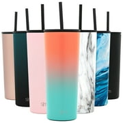 Simple Modern 24 oz Classic Tumbler with Straw & Flip Lid - 18/8 Stainless Steel Water Bottle Ombre: Havana