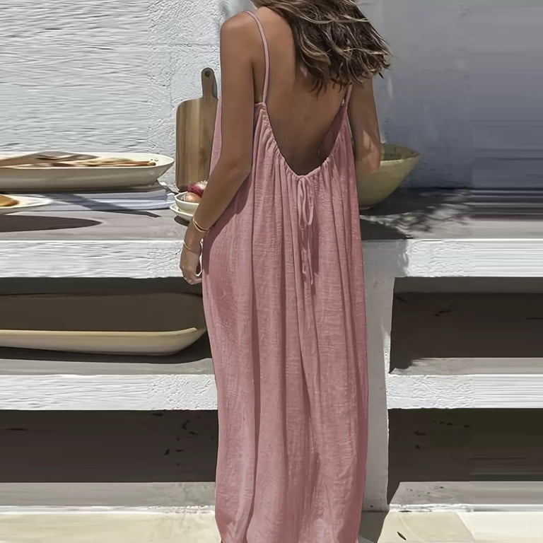 backless dress pink Rinna Satin Halter Maxi Dress / Pink Cherry | MESHKI main image 0