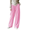 thumbnail image 2 of Asxite Womens Pajama Pants Plaid Print Elastic Waist Straight Leg Loose Breathable Bottoms, 2 of 7