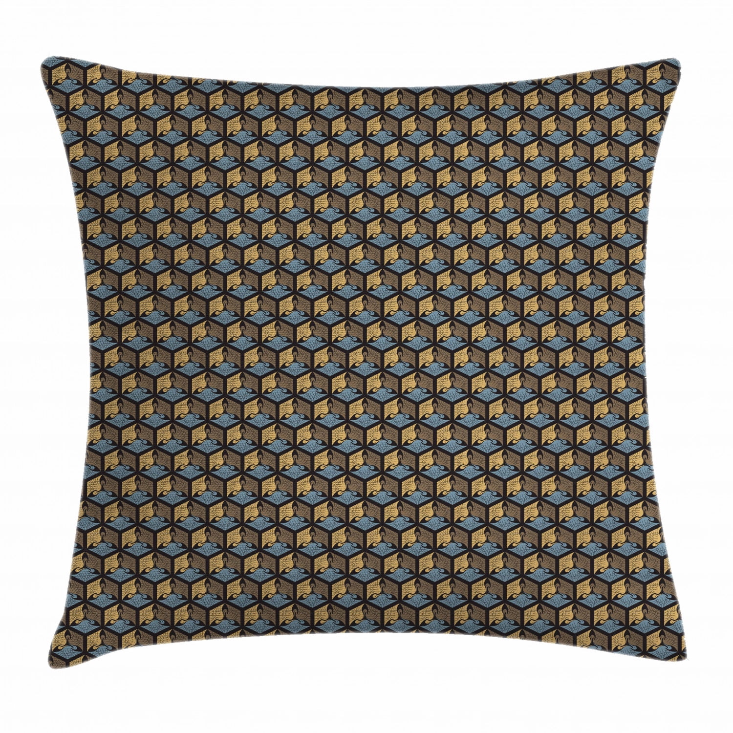 Japanese Throw Pillow Cushion Cover, Asian Zen Themed Traditional