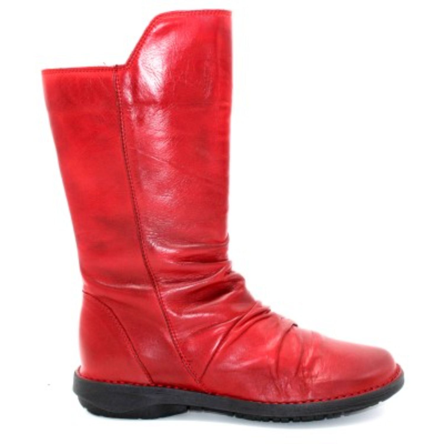 Miz Mooz - Leather Ruched Mid Boots - Parnell - Red