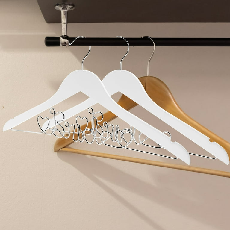 RENACLIPY White Solid Wood Bridal Hanger with Metal Hook, Decorative Wedding  Dress Hanger, Anti- Design for Wedding Gown - Walmart.com