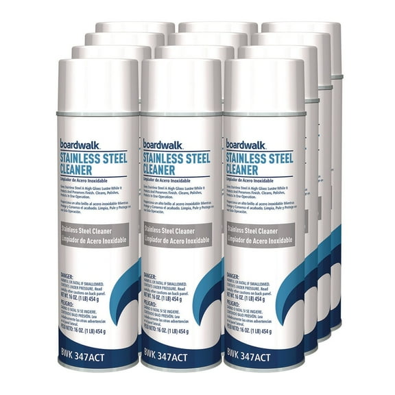 Boardwalk 1041284 18 oz. Aerosol Spray Stainless Steel Cleaner and Polish - Lemon (12/Carton)