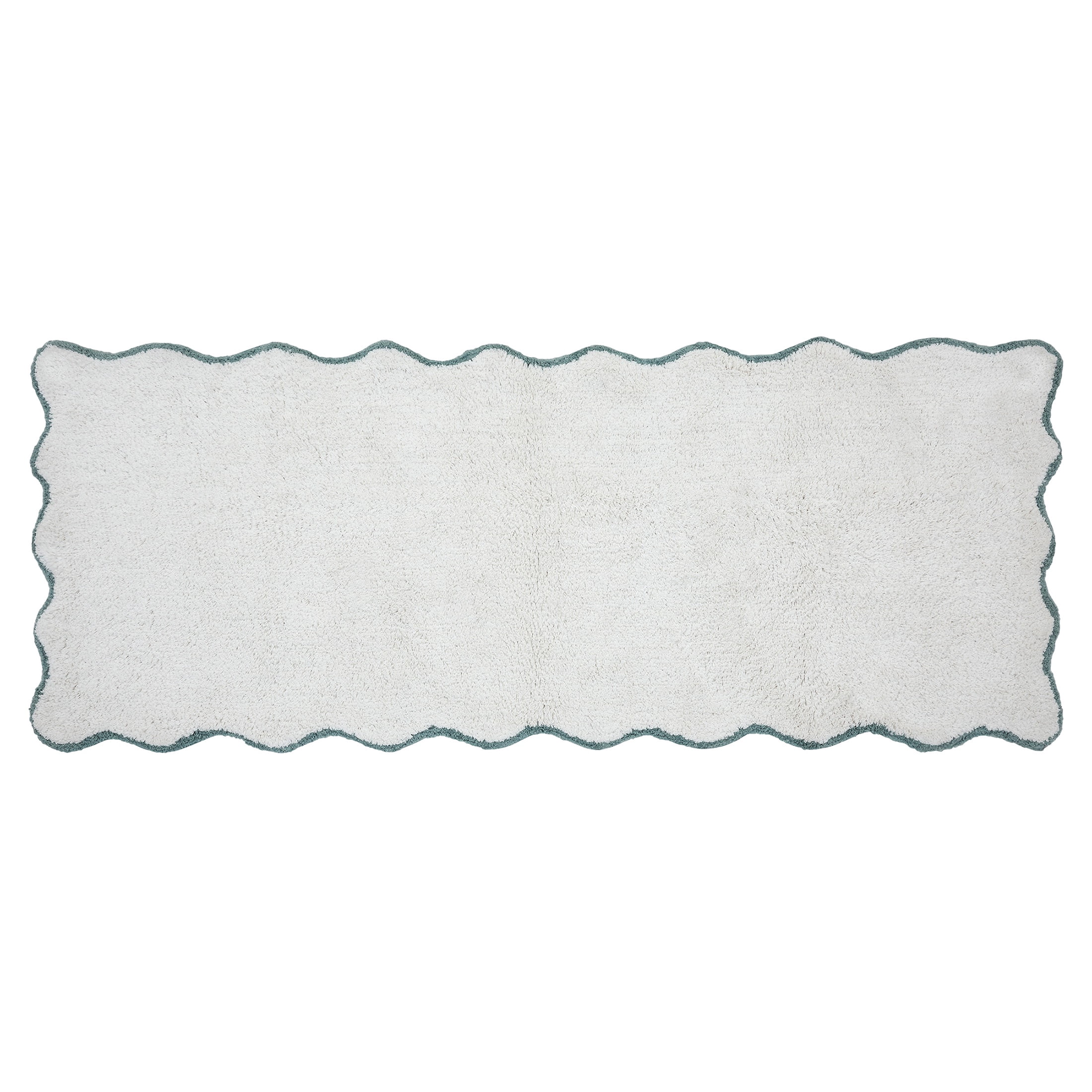 VCNY Home Scallop Aqua Cotton Bath Rug Runner, 24" x 60"
