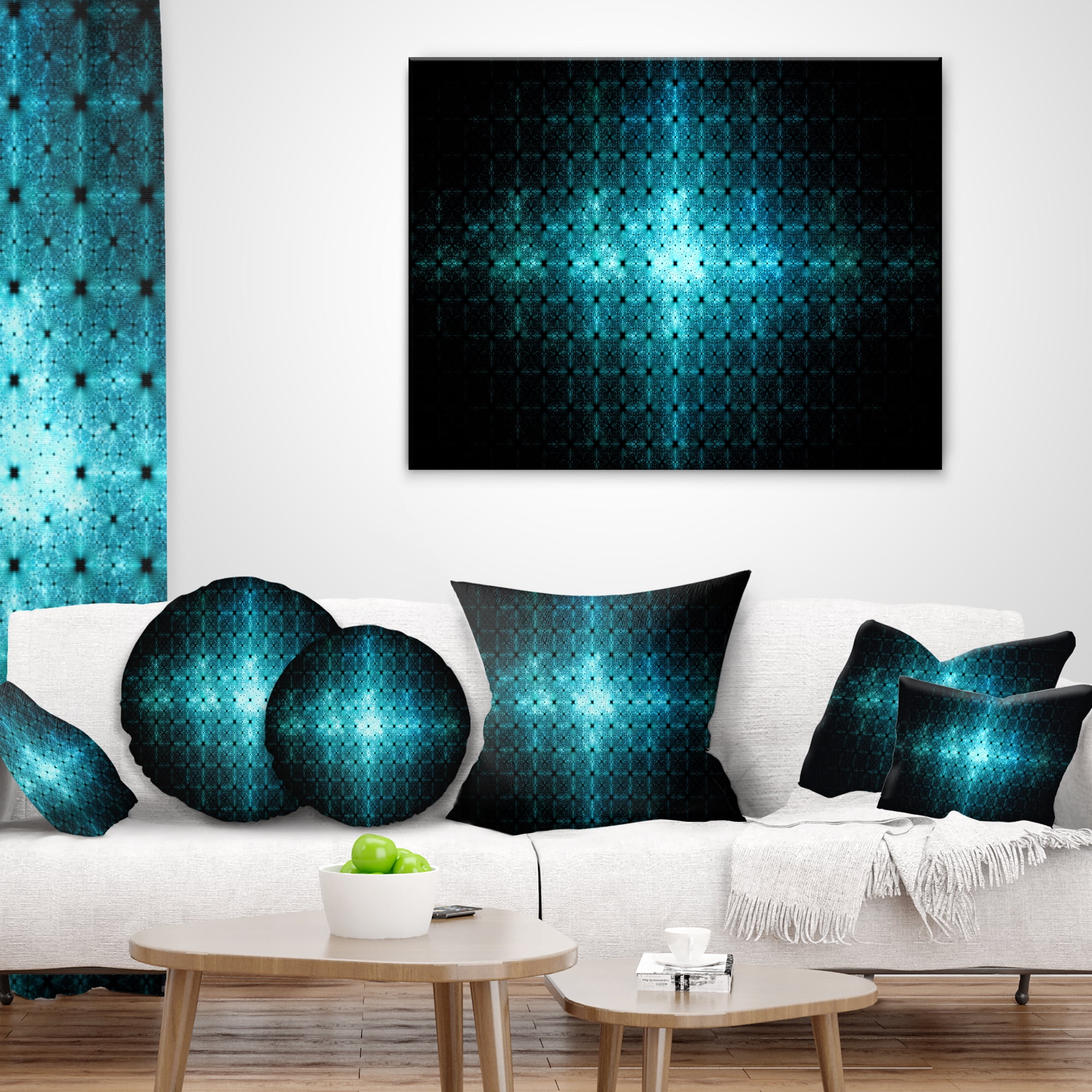 Designart Blue Flash of Light on Radar - Abstract Throw Pillow - 16x16