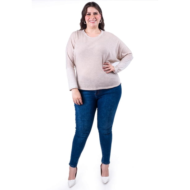 Blusa manga murcielago Roman Fashion /Tallas Extras, 8848 (Beige) beige 42