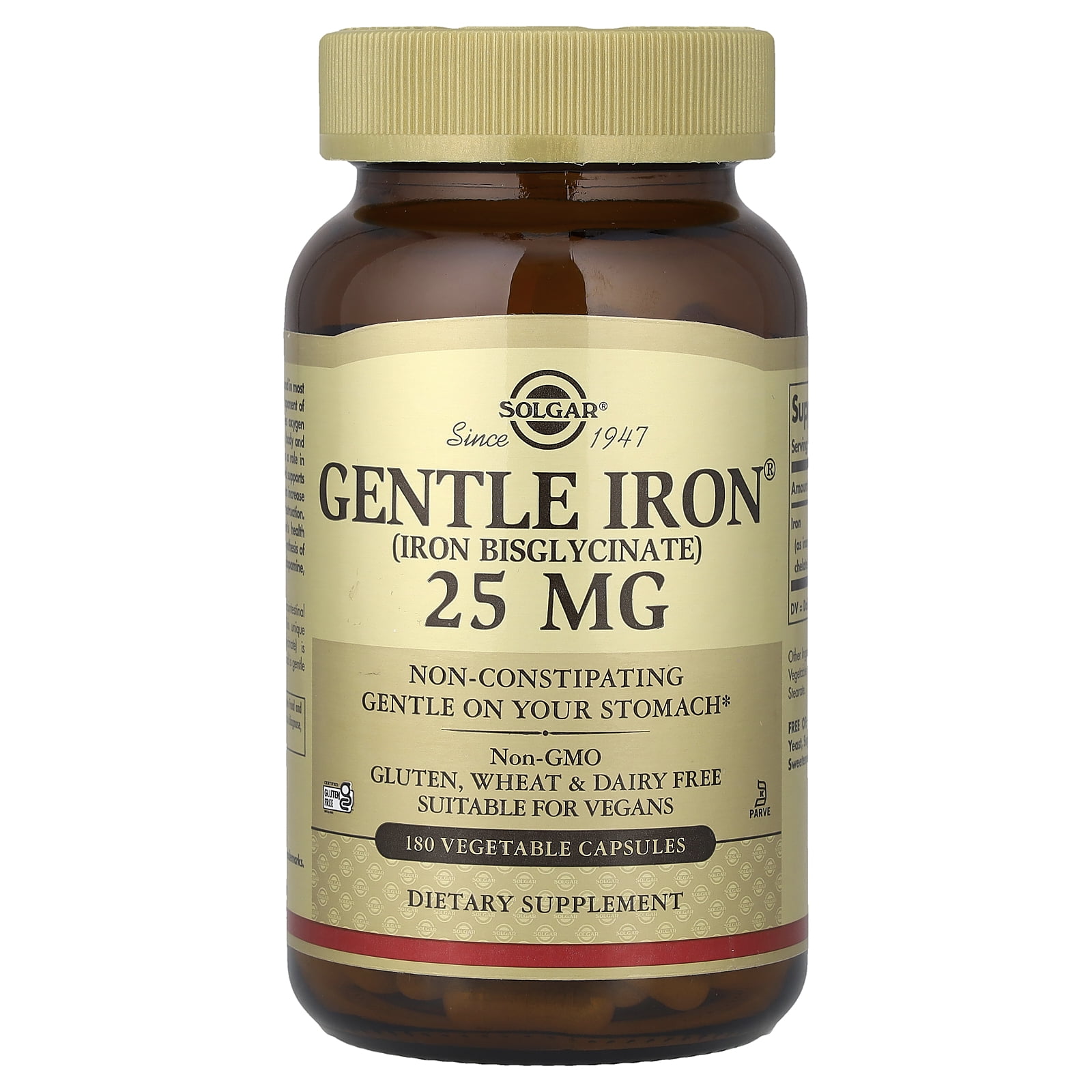 Solgar Gentle Iron 25 mg - 180 Vegetable Capsules