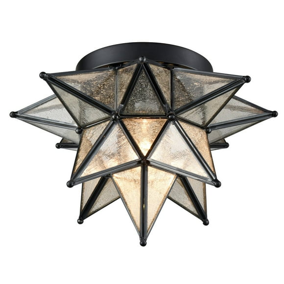DAYCENT Lampe de Plafond Marocaine Étoile Moravienne Encastrée Abat-Jour en Verre à Graines Boho pour Cuisine Hall d'Entrée, 1 Lumière